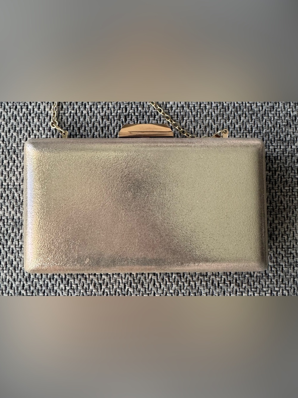 Champagne Gold Glitter Evening Clutch with Shoulder Strap | Like New